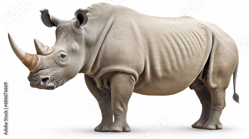 white rhinoceros isolated on white background. generative ai