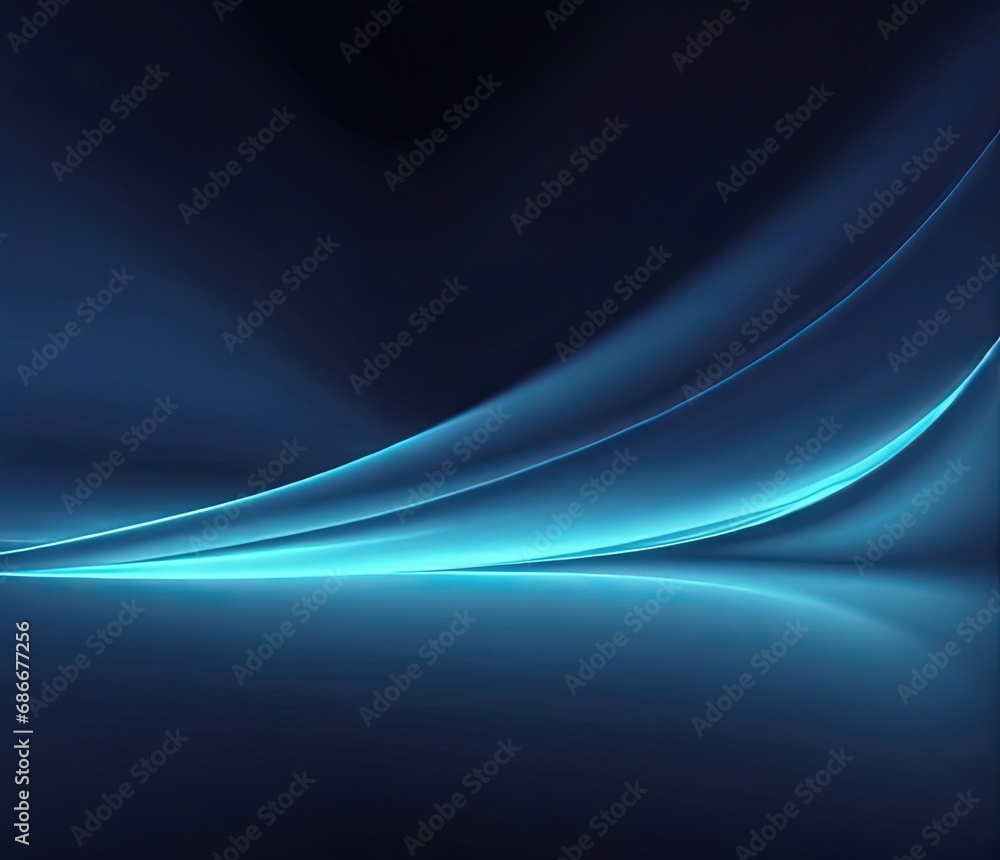 Abstract blue wave on empty studio background. Abstract Blue Flowing Wave Pattern on Empty Studio Background