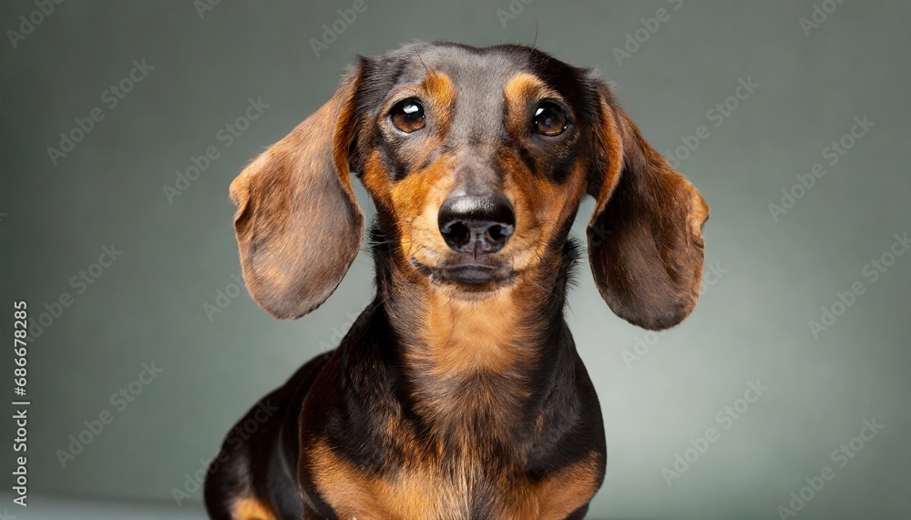 A cute dachshund in different poses, brown and black