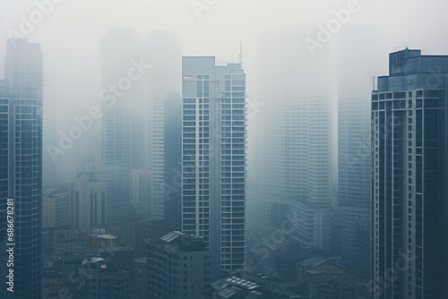 A breathtaking view of a cityscape captured from a high rise building. This image can be used to showcase the urban landscape and the bustling city life.