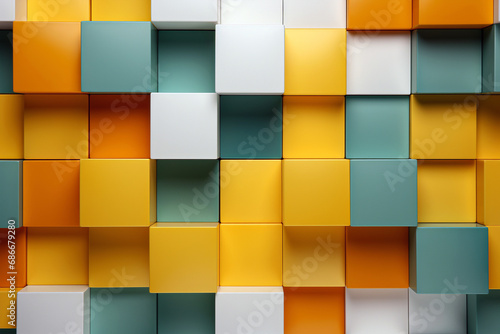 Abstract 3d ilustration of geometric shapes. Colorful cubes background.