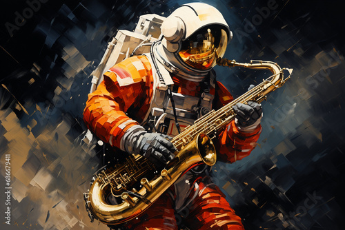 astronaut playing saxophone