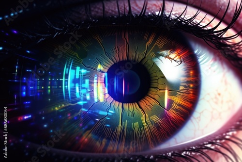 A detailed close-up of a person's eye. This image can be used in various contexts, such as health and beauty, optometry, or even in abstract concepts related to vision and perception