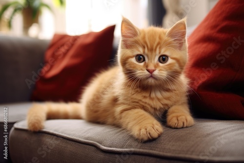 Wallpaper Mural Cute ginger kitten sitting on a couch Torontodigital.ca