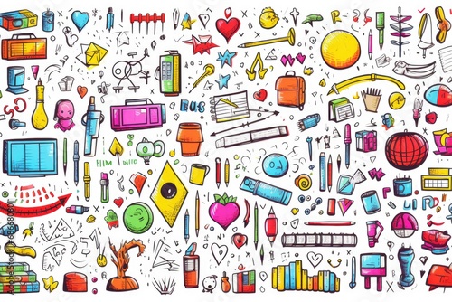 A collection of various colored objects displayed on a clean white background. This versatile image can be used for a variety of purposes