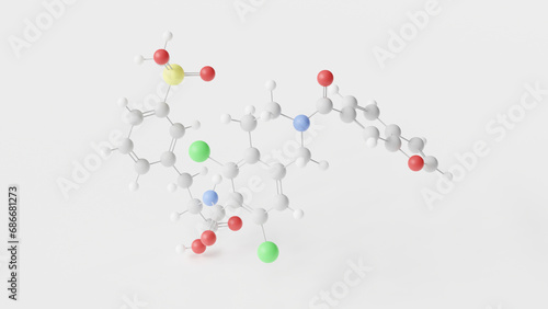 lifitegrast molecule 3d, molecular structure, ball and stick model, structural chemical formula Anti-inflammatory Agents photo