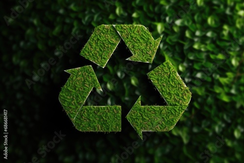 A recycle sign made out of grass. Perfect for eco-friendly and sustainability concepts