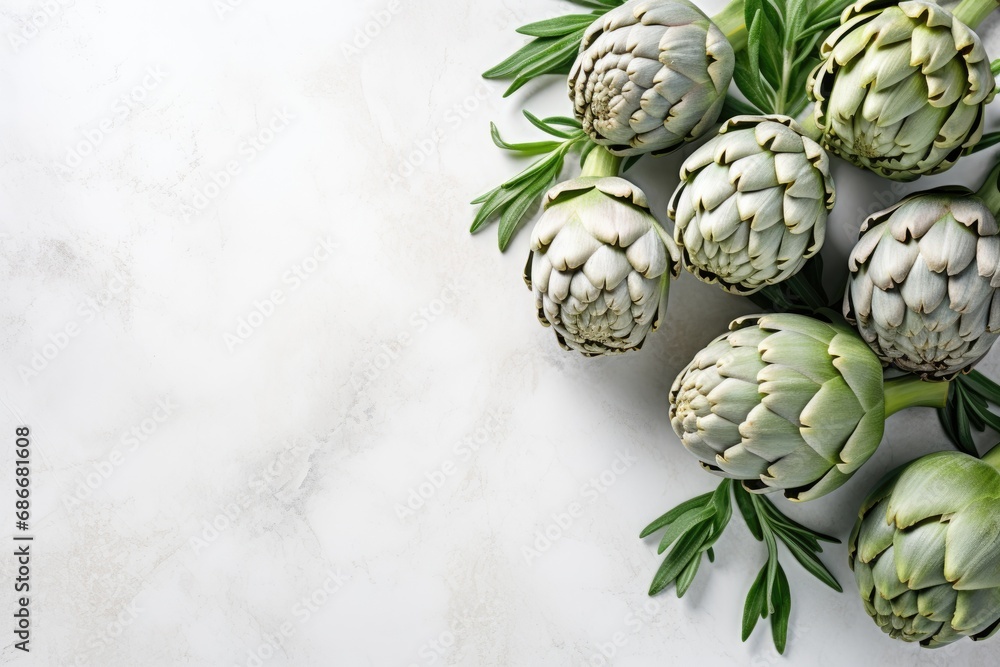 Bowl with pills and fresh artichokes on white Bowl with pills and fresh artichokes on white