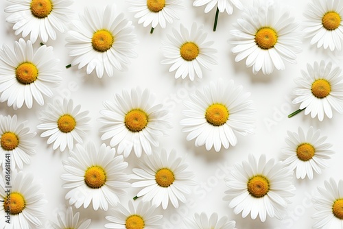 Bright chamomile daisy flower bud and stems pattern