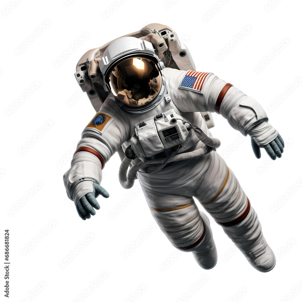 Astronaut in spacesuit isolated on transparent background