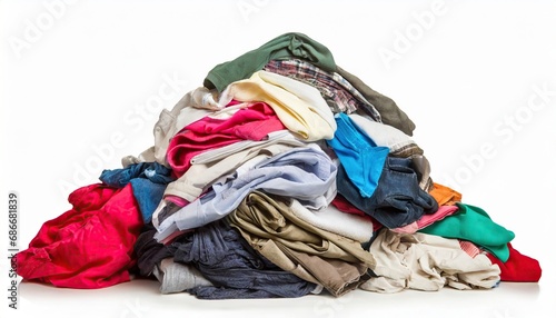  Pile of dirty stacked laundry, isolated