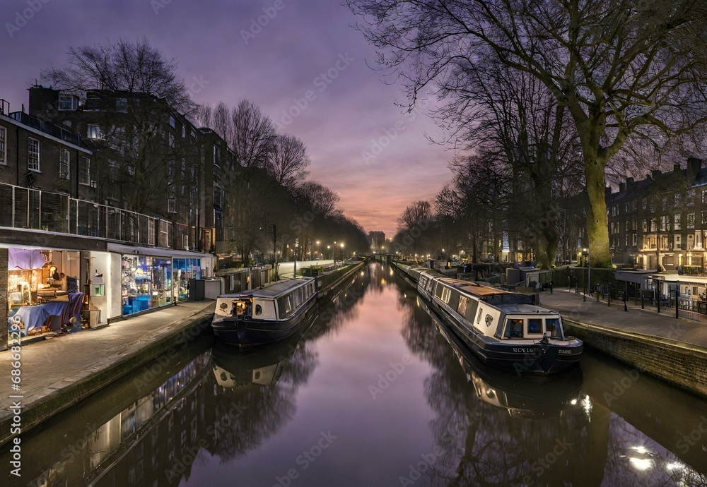 Dusk Delight: Regent's Canal Basking in Twilight