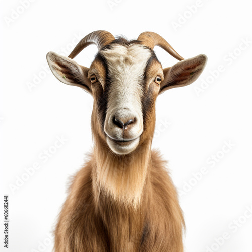 Frontal view of a goat, isolated, white background, ai technology © Rashid
