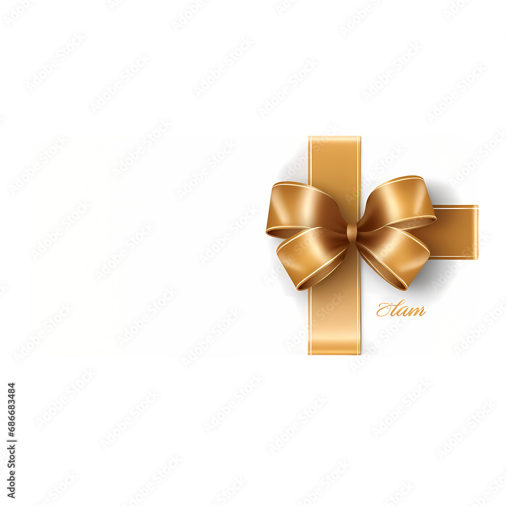White gift certificate with gold ribbon and bow isolated on transparent background. discount coupon White gift certificate with gold ribbon and bow isolated on transparent background. discount coupon