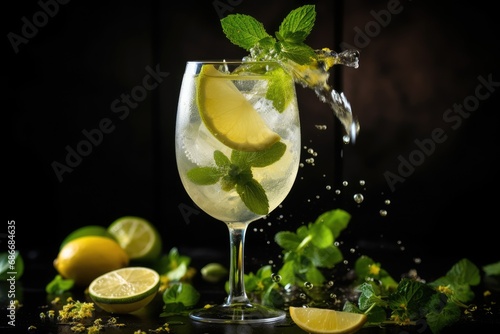 Hugo spritz alcoholic cocktail drink photo