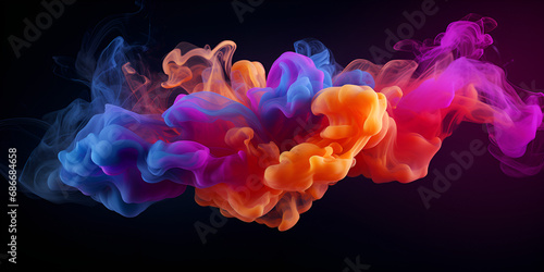 Colorful smoke isolated on black ,abstract background ,Diwali background Generatuive Ai