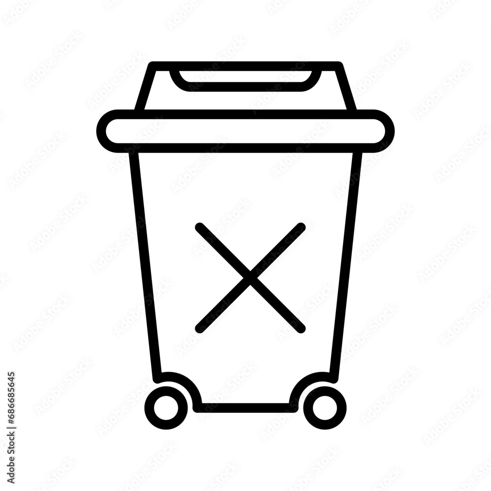 rubbish bin icon. Carbage can symbol. Flat shape delete sign. Trash ...