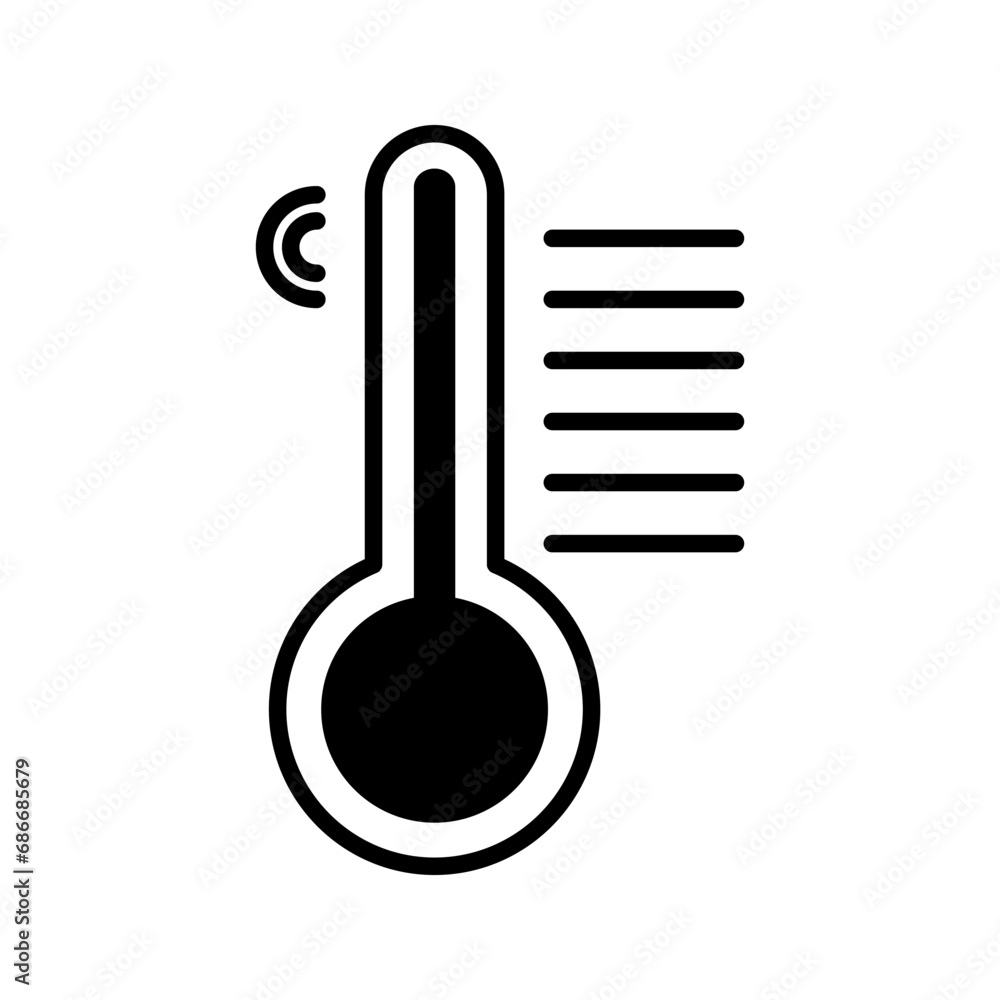 Thermometer vector icon. Thermometer for measuring the temperature of icons. The thermometer icon for weather. Thermometer icon flat design.