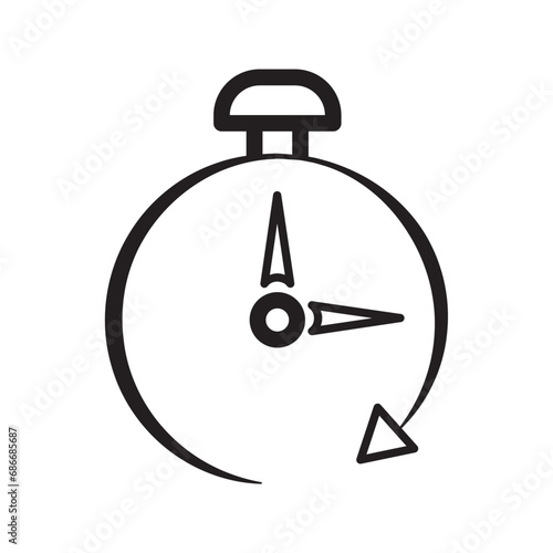 Silhouette flat icon, simple vector design with shadow. Stopwatch illustration. Device to display time and time limit. Symbol of speed