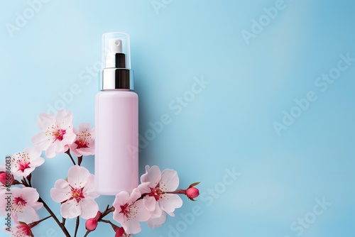 Pink Skin care mockup on light blue background