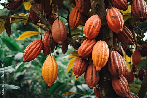 Ripe of cacao plant tree photo