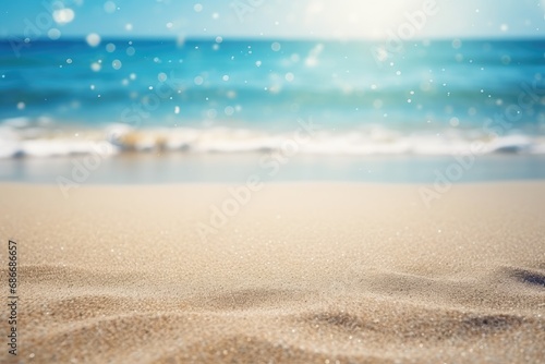 Sand With Blue Sea Beach Summer Defocused Background