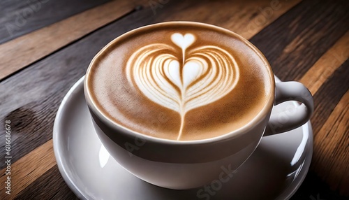 Coffee Latte with a Heart Pattern