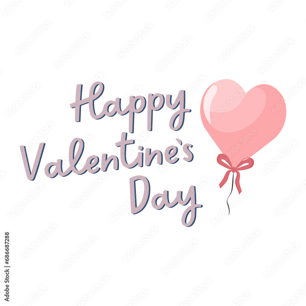 Fototapeta premium Cute vector love sticker. Happy Valentines day quote. Romantic vector icon in pastel colors