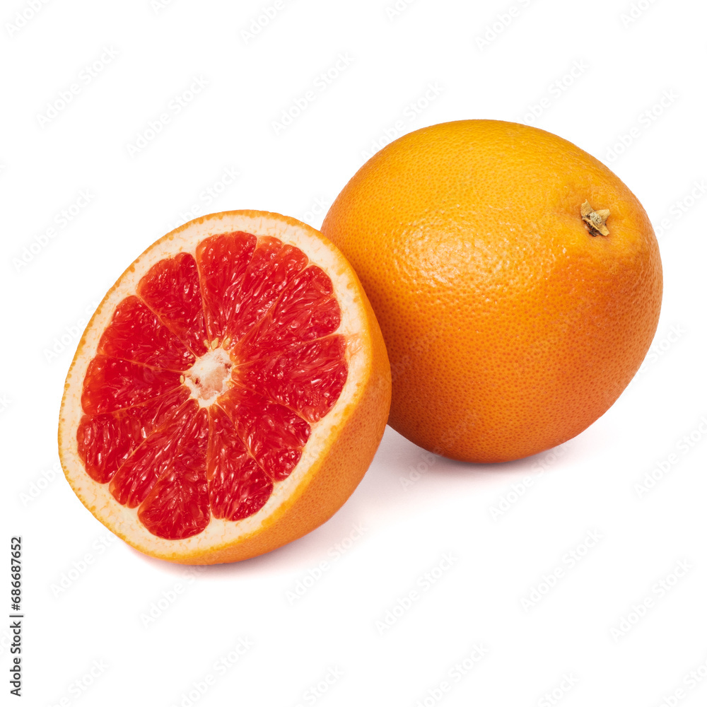 Pink ripe grapefruit slice on white isolated background Pink ripe grapefruit slice on white isolated background