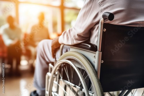 Person in Wheelchair with Background of People