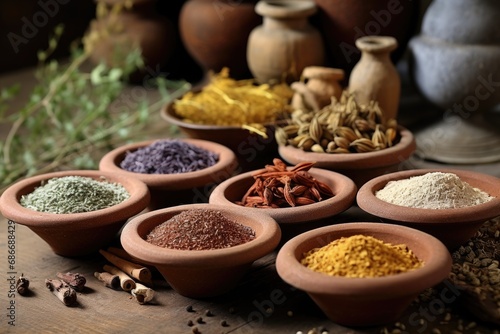 Various dried spices andean cereals and grains photo