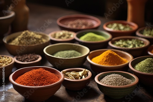 Various dried spices andean cereals and grains photo