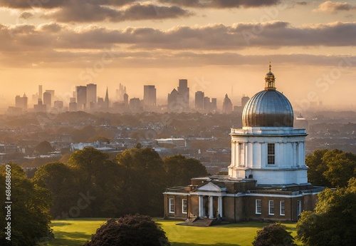 Sunrise Symphony: Greenwich Royal Observatory Overlooking the City photo