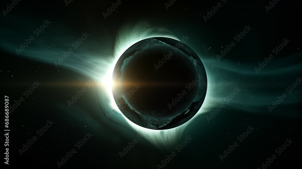 Obraz premium Total solar eclipse in the sky,created with Generative AI tecnology.