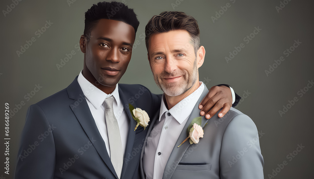 Two happy gay men, valentine's day concept Two happy gay men, valentine's day concept