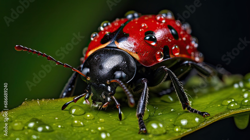 Red ladybug on a leaf
