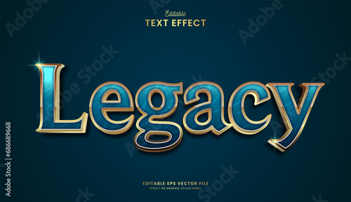 decorative blue legacy editable text effect vector design