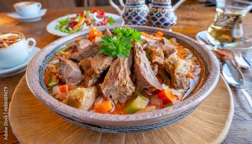 Turkish Gastronomy - Kuzu Kaburga - Tender lambs and Vegetables © CreativeStock