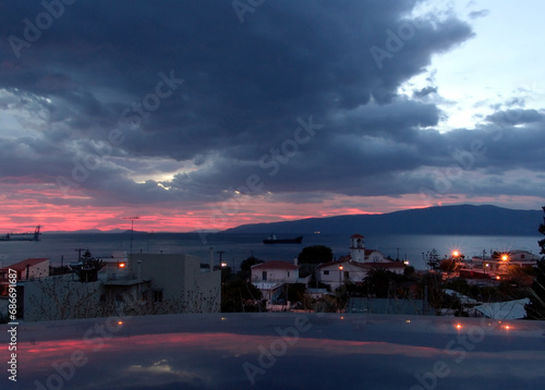 Corinth  Greece at nightfall