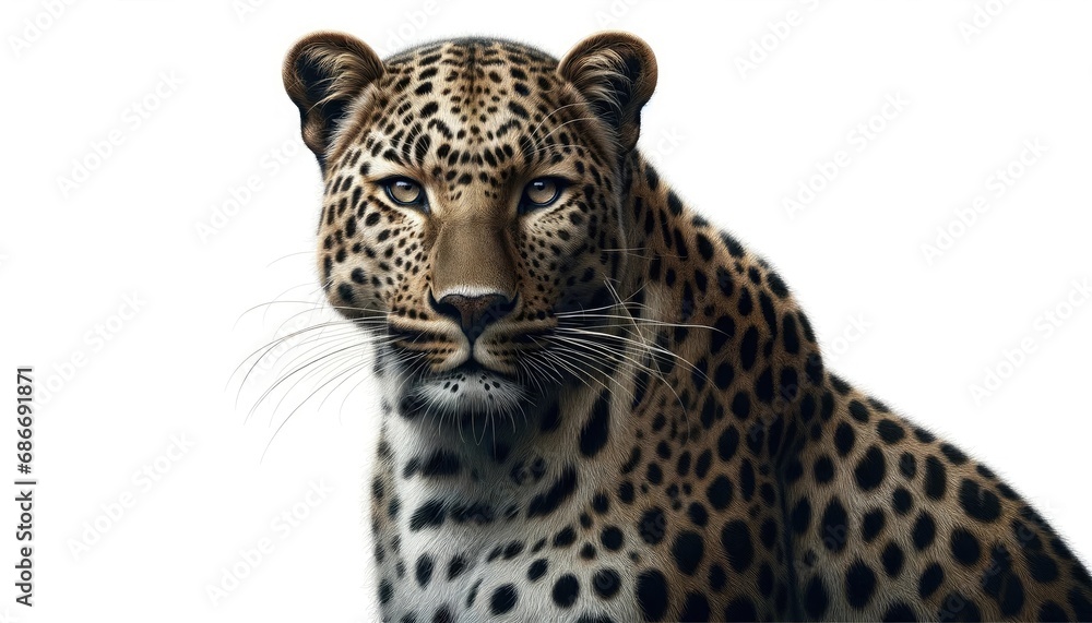 Fototapeta premium Leopard Portrait Isolated on White