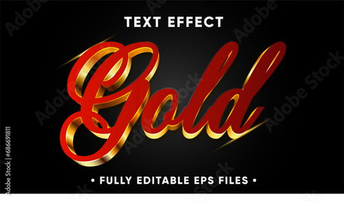 Gold 3d editable text style, luxury effect