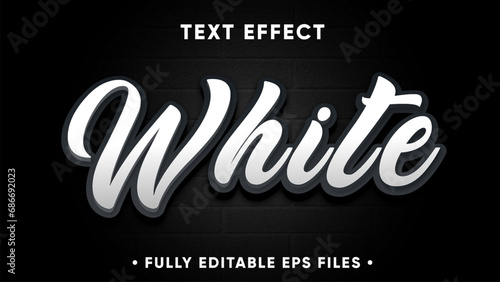 3d White Embossed Vector text style effect, bold white mock up
 photo