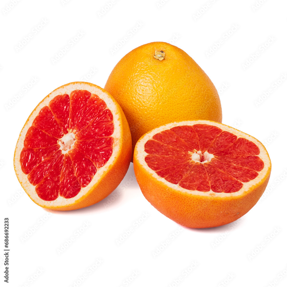 Pink ripe grapefruit slice on white isolated background Pink ripe grapefruit slice on white isolated background