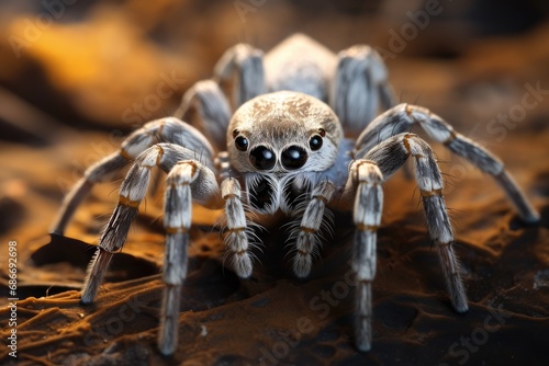 An impressive spider, an expert weaver and hunter. Detailed graphics, clear visuals, arachnid photography photo