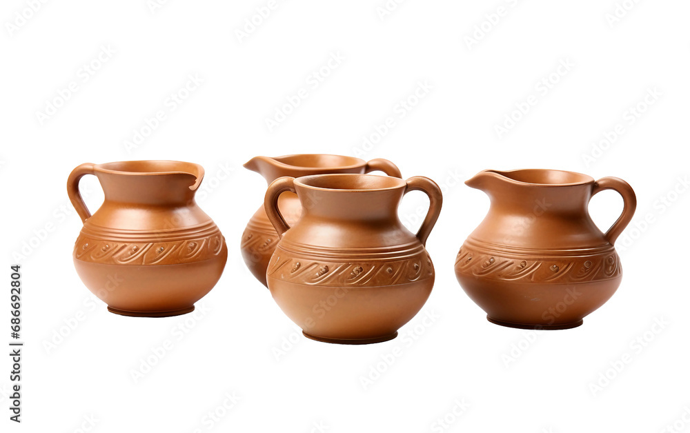 The Elegance of Handcrafted Clay Gravy Boats Isolated on Transparent Background PNG.