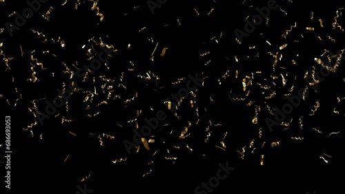 Gold color confetti animation. Alpha channel PNG codec (only original 4K version) transparent background. Streamlabs OBS Overlay. Graduation, Party, Happy Birthday, Wedding and New Year Concept photo