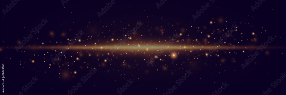 Golden line of light. Magic glow, particles of light, sparks. Glowing line png. Vector illustration. Golden line of light. Magic glow, particles of light, sparks. Glowing line png. Vector illustration.