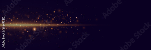 Golden line of light. Magic glow  particles of light  sparks. Glowing line png. Vector illustration.