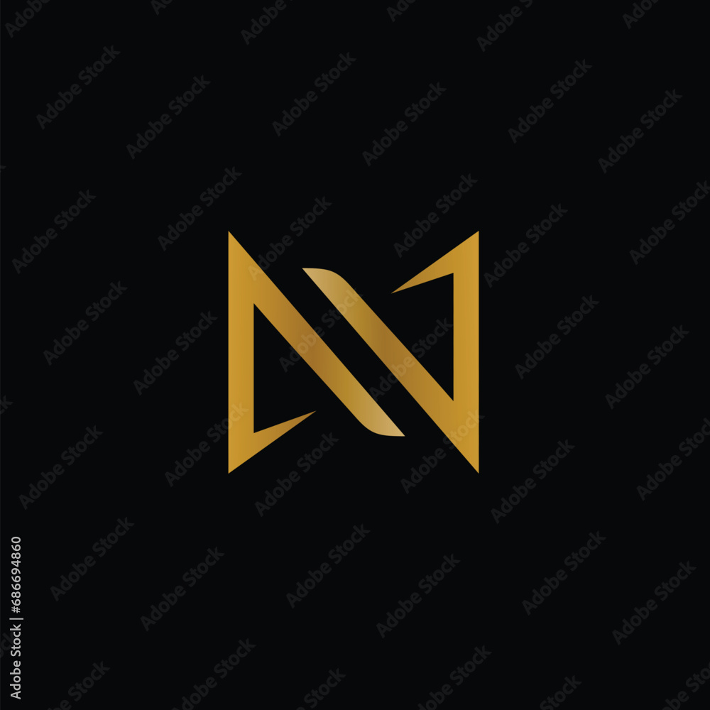 Letter N elegant and Luxury logo design with shiny gold color Letter N elegant and Luxury logo design with shiny gold color