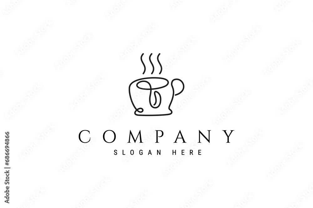 Coffee continuous line logo design Coffee continuous line logo design